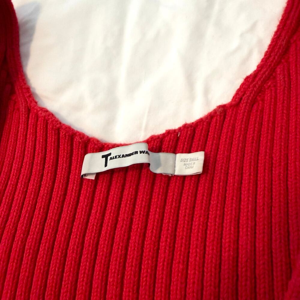 T by Alexander Wang Red Double Zip Ribbed Knit Crop Top Size S - Picture 2 of 3